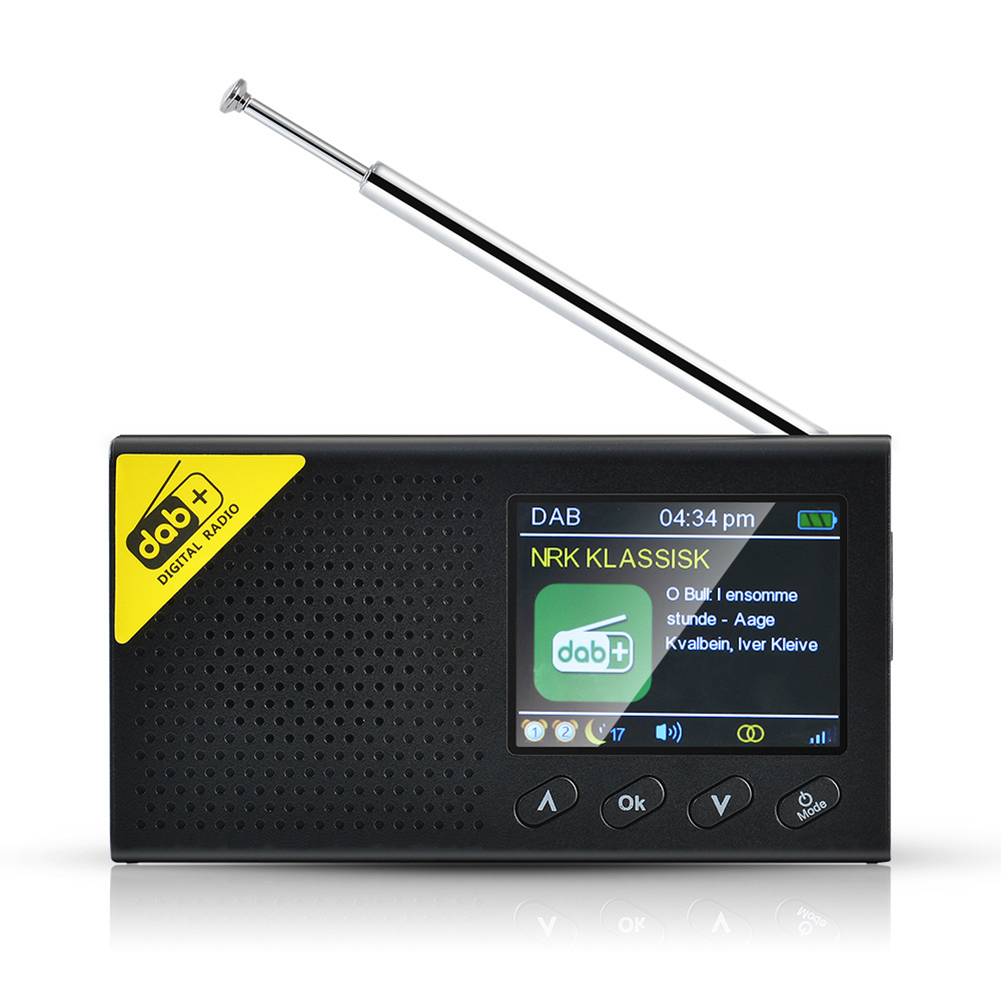 Portable LCD Display DAB+ Digital Radio with Bluetooth and FM Receiver Featuring Telescopic Antenna