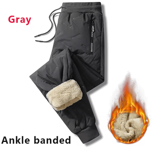 Mens Winter Plush Fleece Sweatpants Lambswool Thermal Waterproof Casual Pants