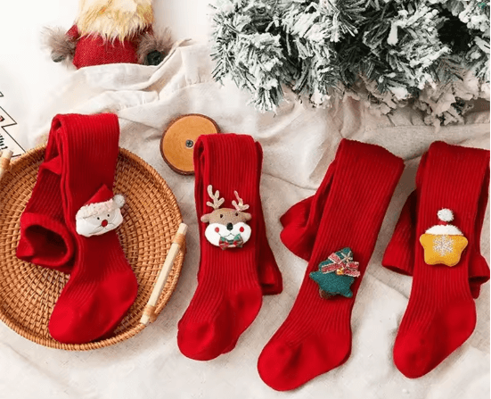 CozyFest Baby Christmas Tights – Soft Knitted baby Christmas tights for Warm Winter Comfort