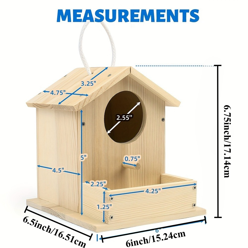 DIY Wooden Bird House Kits for Kids & Adults, Creative Arts and Crafts Set with Unfinished Wood Birdhouses, Paint Strips