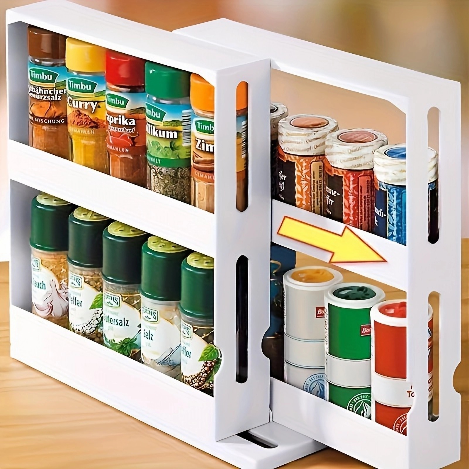 Swivel Two Tier Counter top Spice Storage Rack, Small Organizer Rack