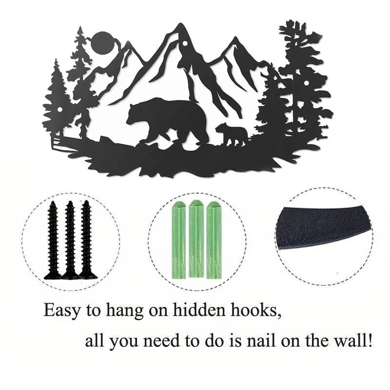 Rustic Wilderness Bear Metal Wall Art