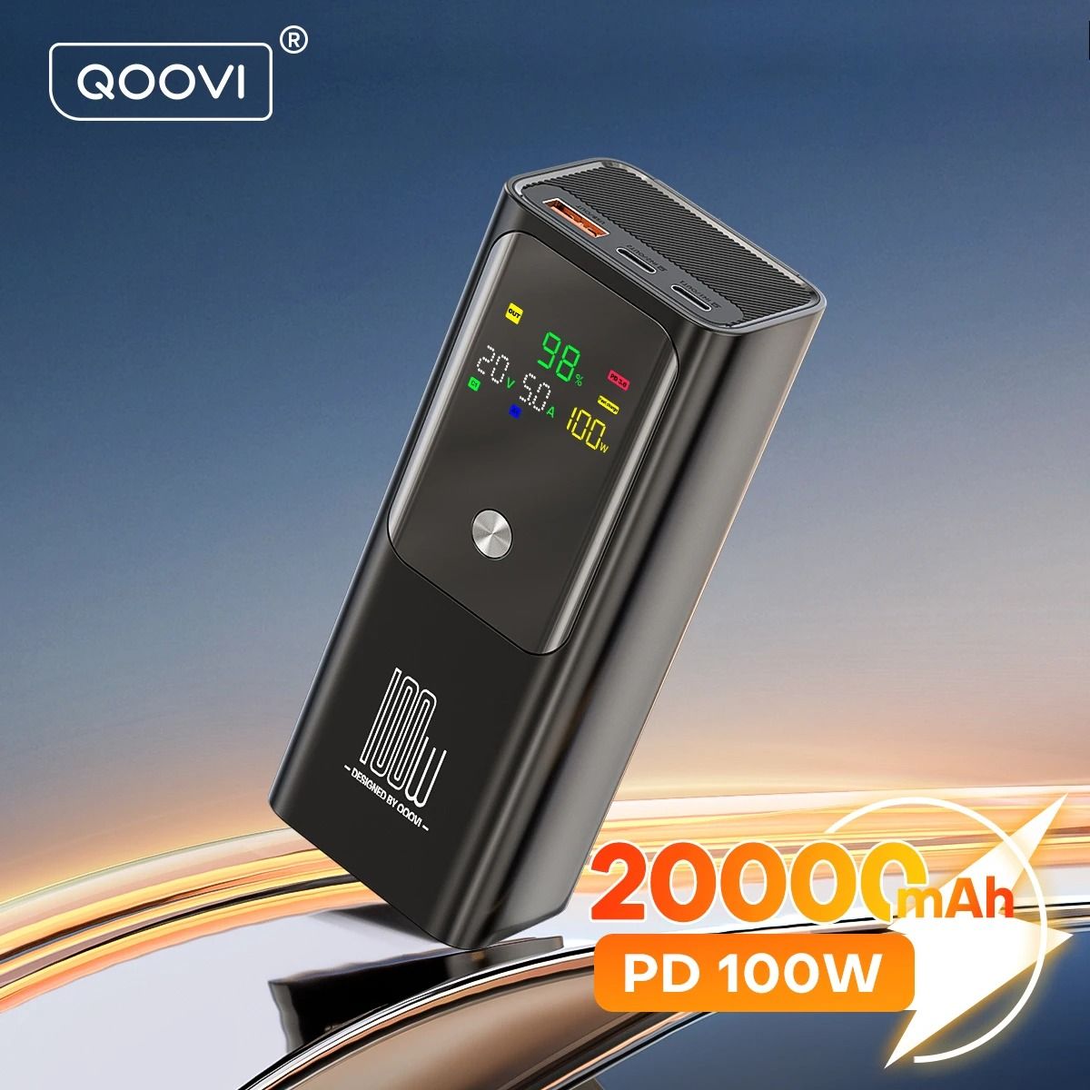 QOOVI PD 100W Power Bank – 20000mAh High-Capacity Fast Charger for Laptops, iPhone & Samsung