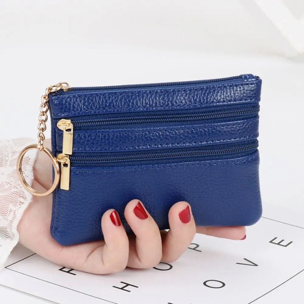 Double Zipper Heart Detail Mini Coin Purse