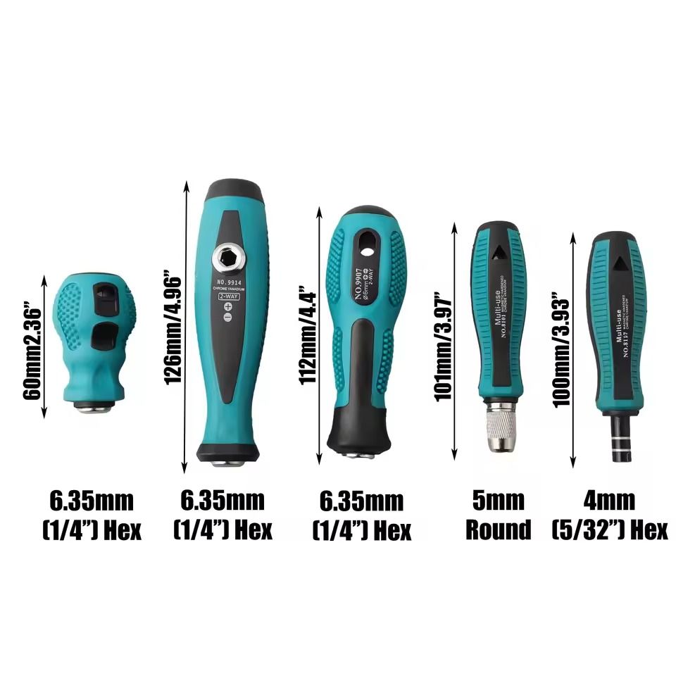 Adapter Screwdriver Handle Bit Holder 6.35mm to 4mm Hex 5mm Round Adapter
