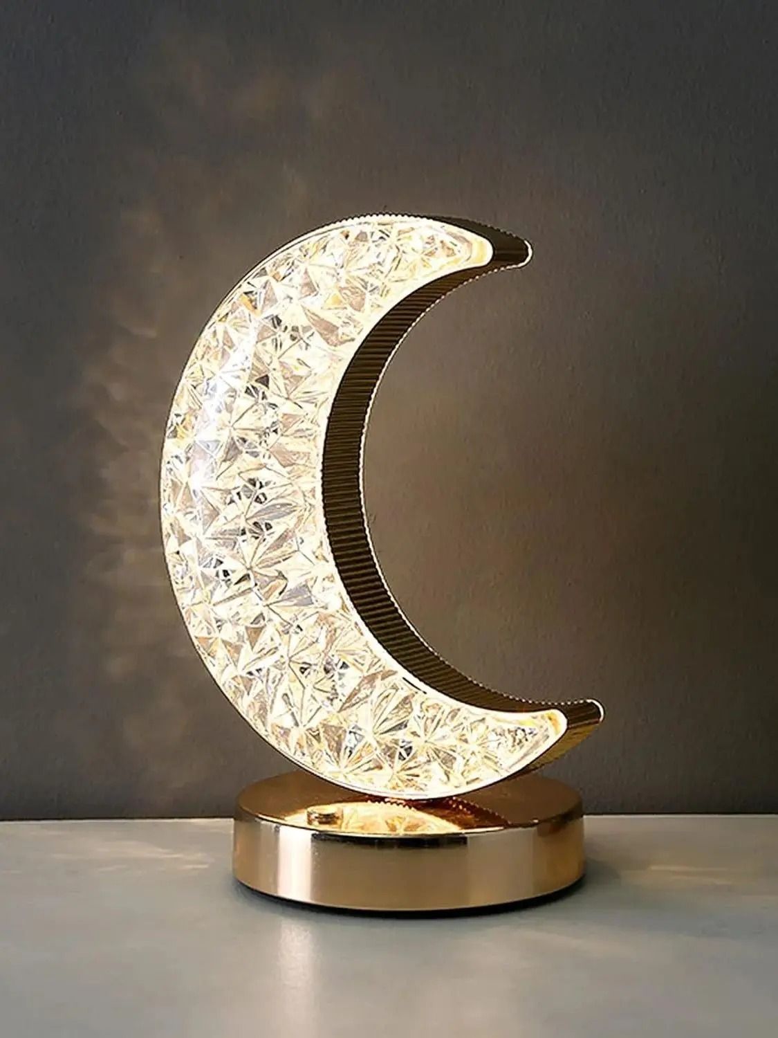 Bedroom Crystal Touch Dimming Night Light USB Bedside LED Ambient Table Moon Lamp
