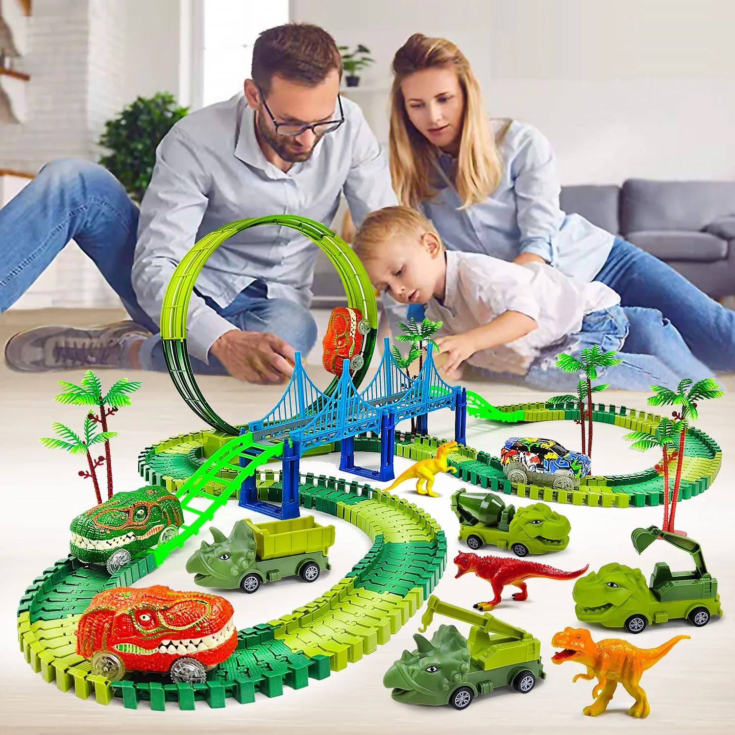 Children Electric Magic Climbing Dinosaur Car Track Toy