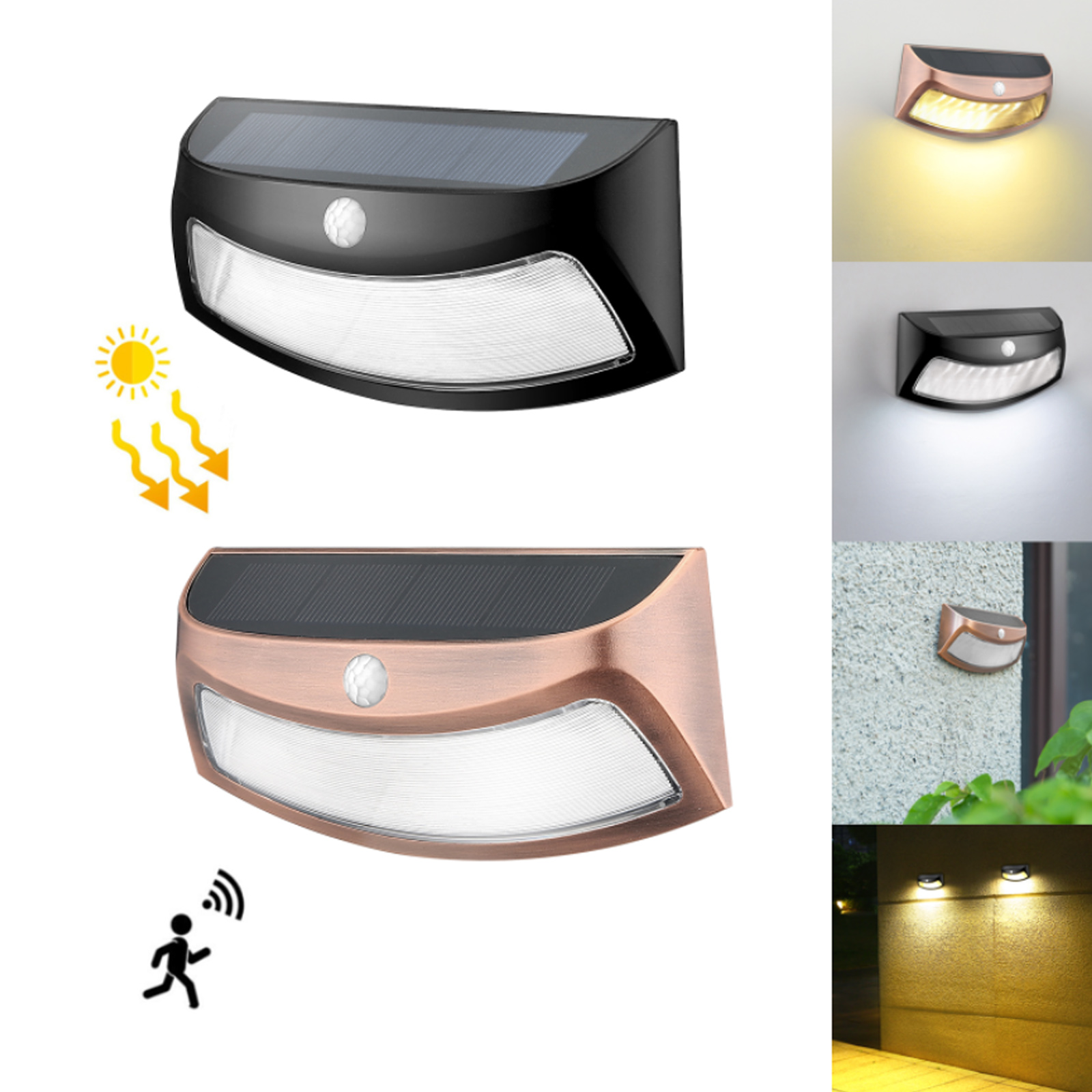 Waterproof Motion Sensor Solar LED Wall Lamp for Outdoor Garden, Fence, Porch Security Lighting