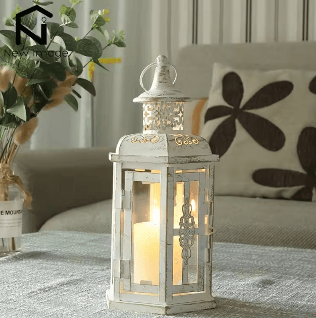 Vintage Metal Lantern Candle Holder Hanging Decorative Lantern for Home & Events