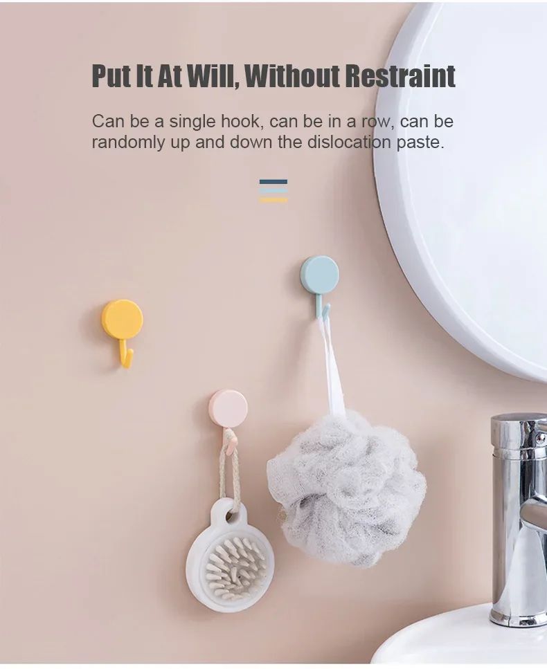 10-Pack Strong Self-Adhesive Wall Hooks