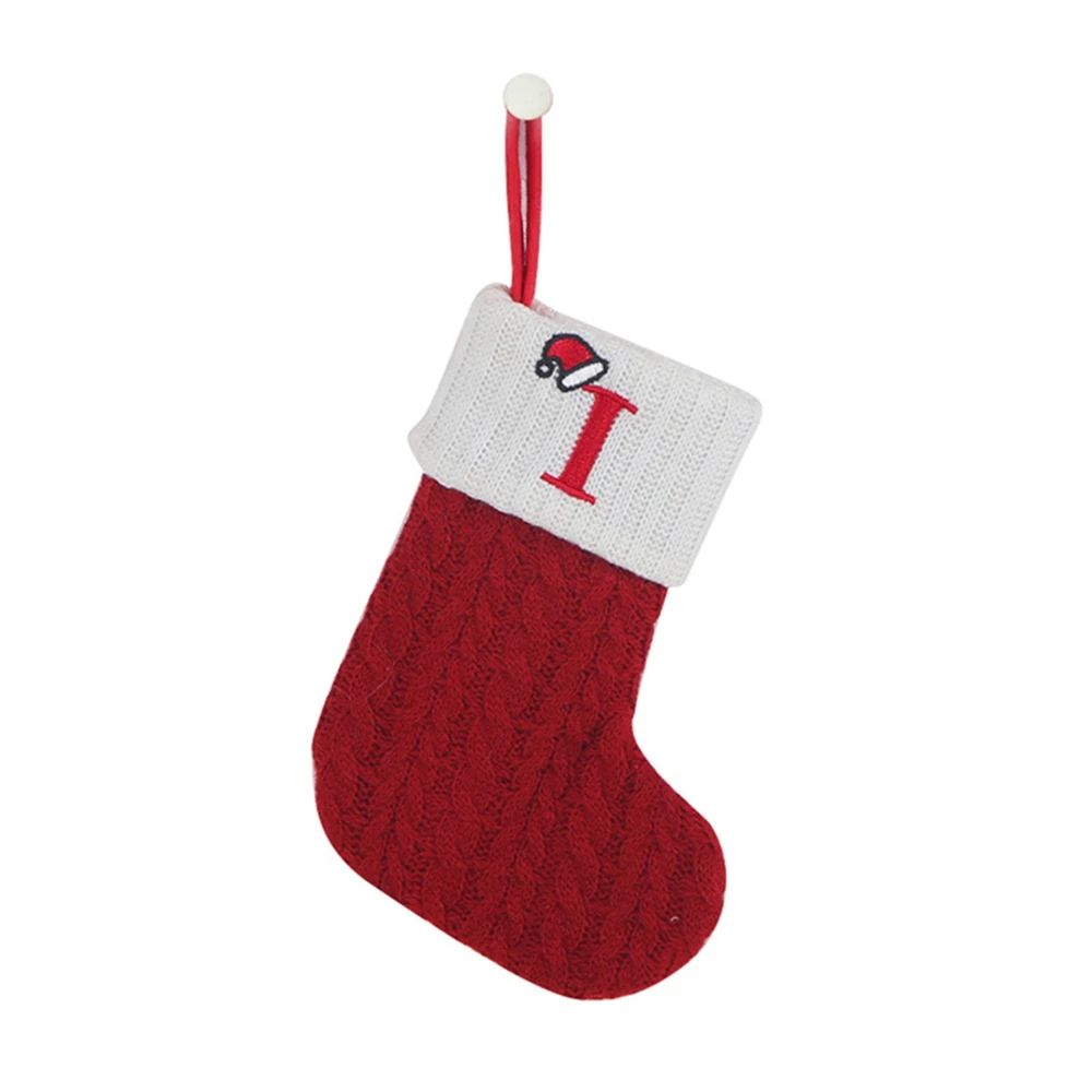 Cozy Knitted Mini Christmas Stocking with A–Z Letter, Snowflake Design & Hanging Loop
