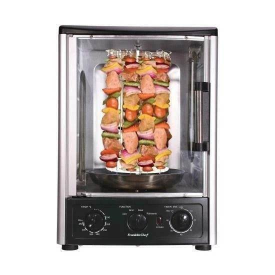 Upgraded Multi unction Vertical Countertop Rotisserie Oven with Grill & Timer