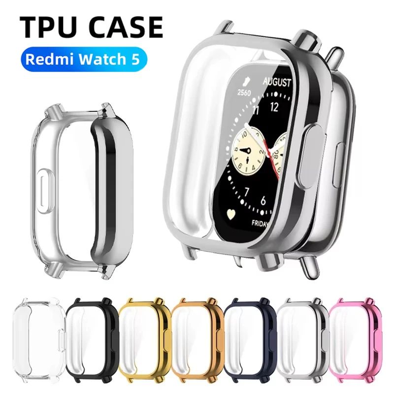 Redmi Watch 5 TPU Protective Case with Screen Protector – Full-Cover Bumper for Watch 5 Lite / Active