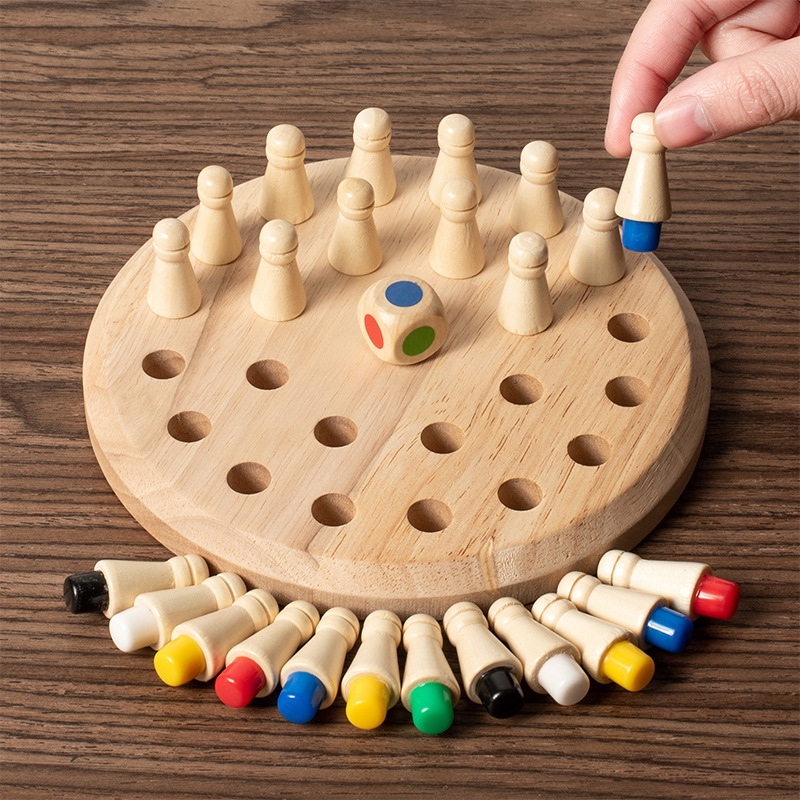 Montessori Wooden Memory Match Game Board for Kids Color Matching Puzzle Toy