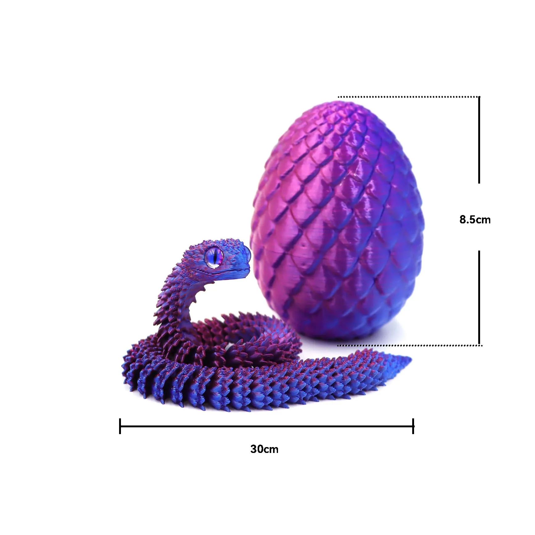 3D Printed Snake Surprise Egg Set – Flexible Articulated Fidget Toy (4 Pieces)