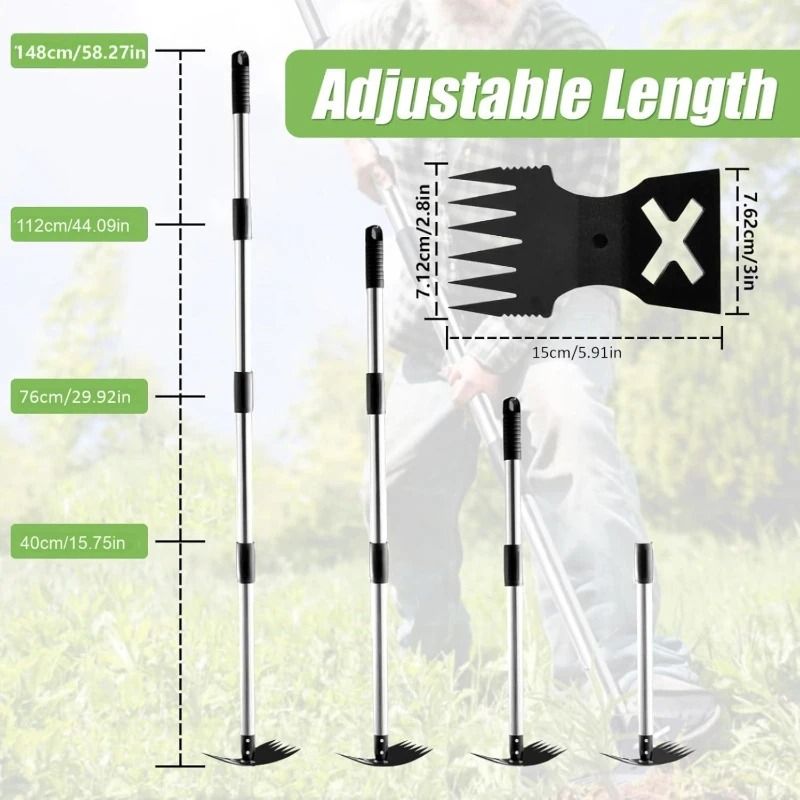 2-in-1 Assembly Weed Puller and Garden Hoe with 148cm Adjustable Handle