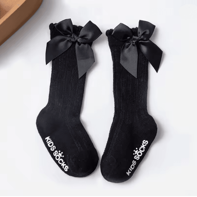 Baby Girls Christmas Knee High Bow Socks Cute Cotton Princess Long Tube Socks