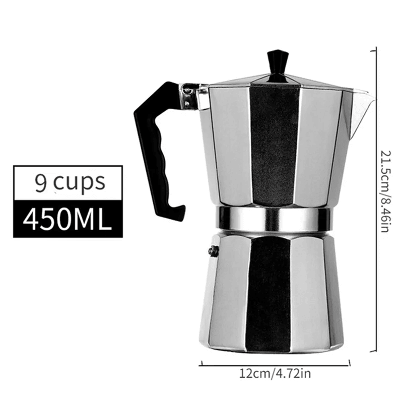 Classic Aluminum Moka Coffee Pot Italian Stovetop Brewer