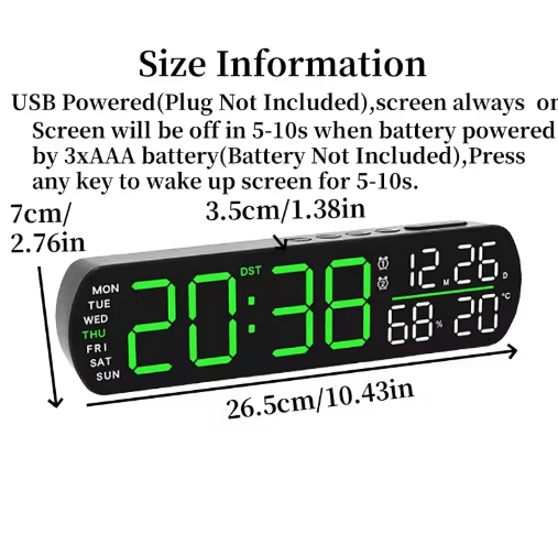 Digital Alarm Clock with Temperature & Humidity LED Auto Dimmable Multifunction Desk Clock