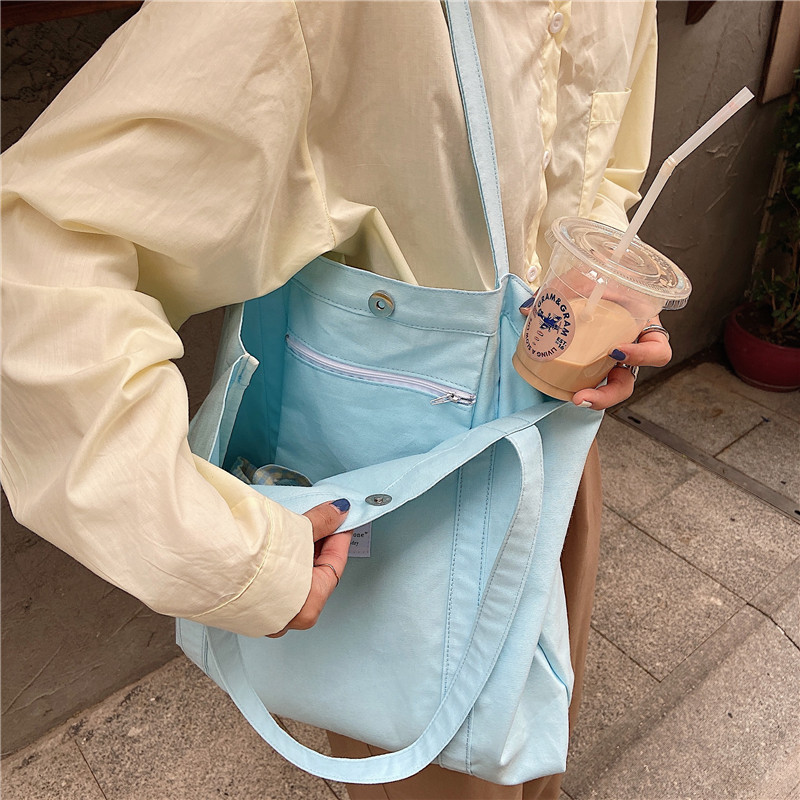 Eco Cotton Canvas Tote Bag Reusable Shoulder Bag for School Shopping Daily Use