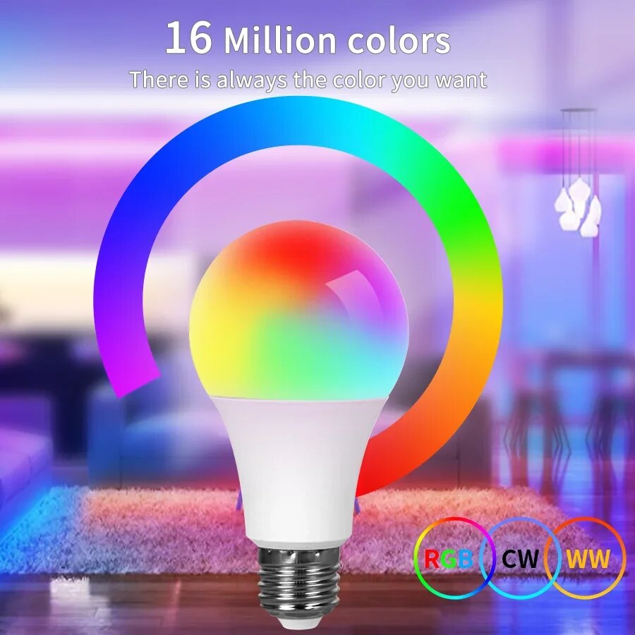 Dimmable RGB LED Smart Bulb Tuya Lamp Bluetooth Control for Home, Bedroom, and Christmas Party Decor