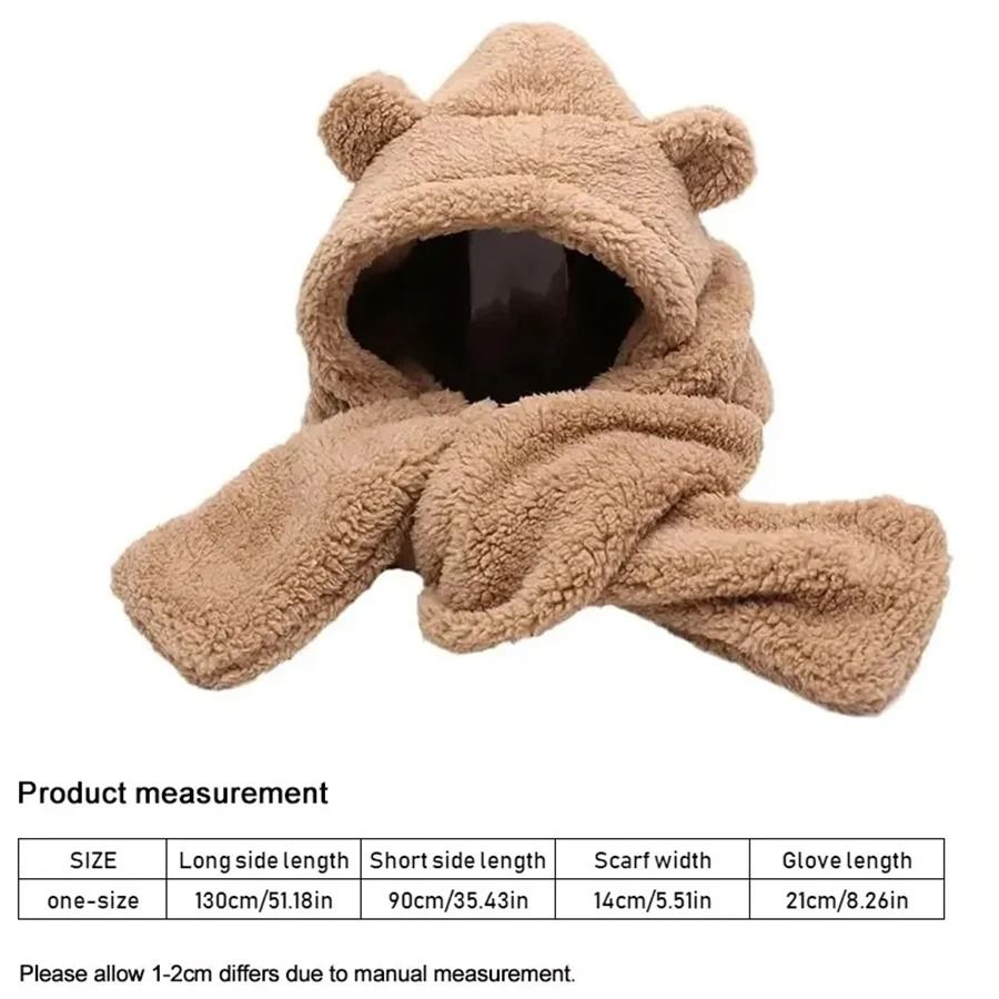 Kawaii Bear Ear 3-in-1 Winter Thermal Set