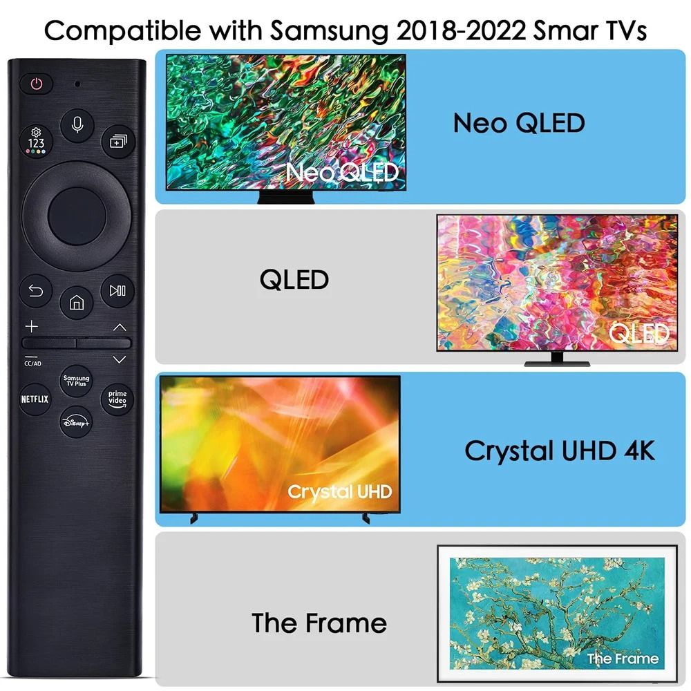 Voice Remote Control for Samsung Smart TV, OLED 4K 8K, Crystal UHD Neo QLED Series TVs