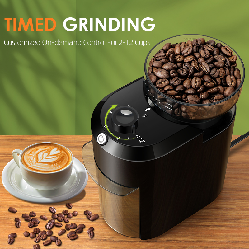 Electric Burr Coffee Grinder Adjustable Burr Mill with Precise Grind Settings and US Charger