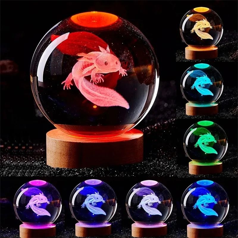 3D Laser Engraved Crystal Ball Night Light