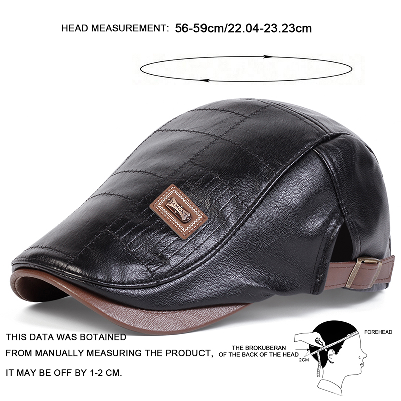 Men's Retro PU Leather Flat Cap, Adjustable Side Newsboy Hat, Spring Autumn Hip Hop Beret, British Painter Style