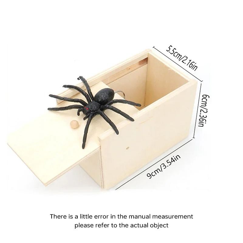 Wooden Spider Prank Box Funny Scare Trick Gift Toy