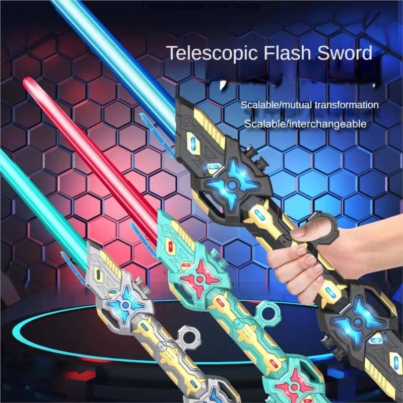 Double-Headed RGB Retractable Light Saber Toy with Sound, USB Rechargeable