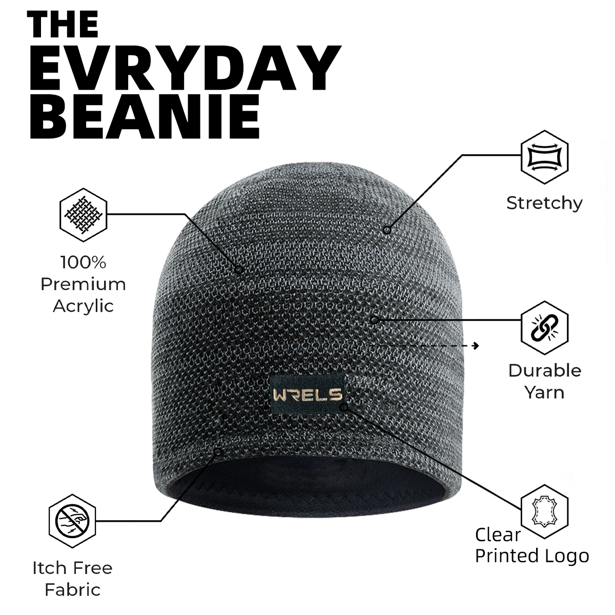 WRELS Double-Sided Knitted Pullover Beanie Hat – Warm, Thickened, Windproof & Sun-Proof Elastic Cycling & Ski Cap