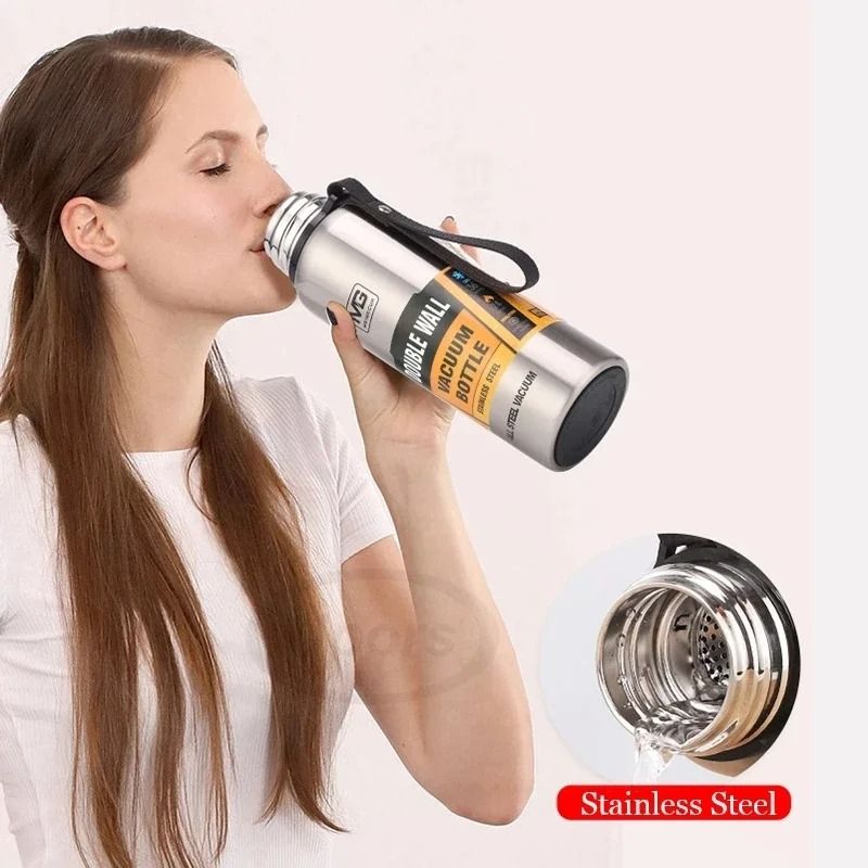 304 Stainless Steel Large Capacity Vacuum Flask Insulated Thermos Bottle With Carry Rope