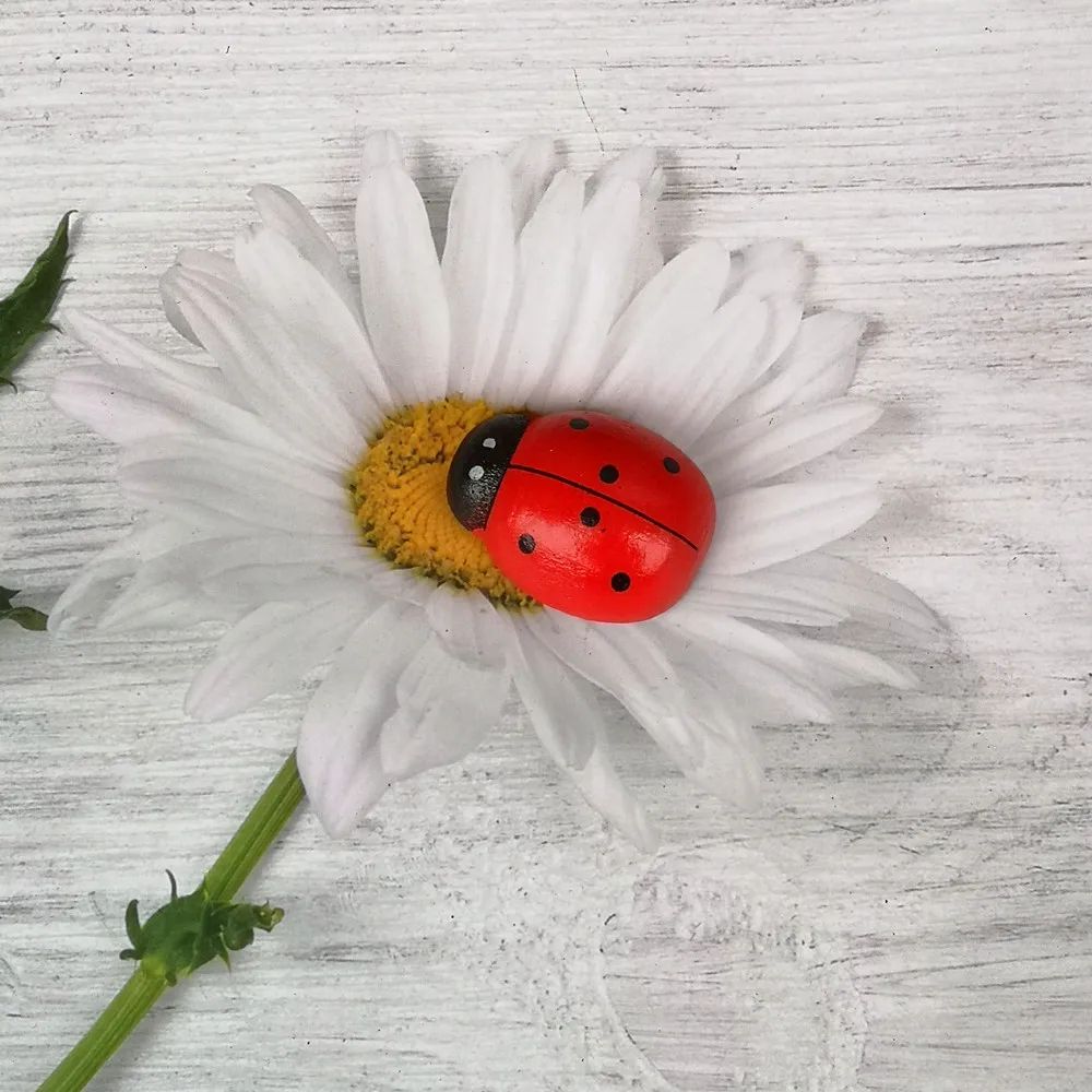 Large Wooden Ladybug Garden Decor – Handcrafted Miniature Insect for Fairy Garden & DIY Crafts