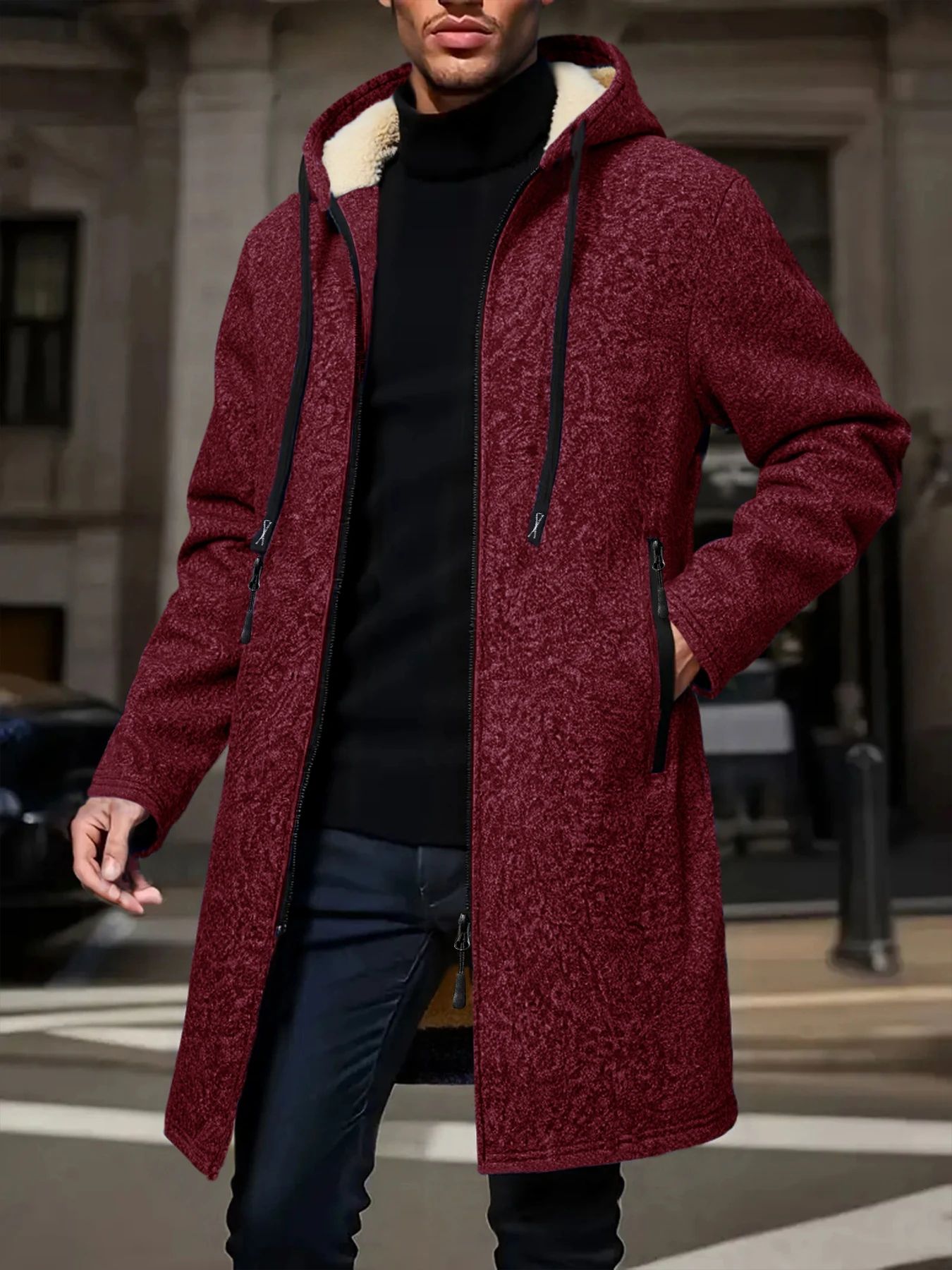 Mens Thickened Warm Winter Hoodie Jacket