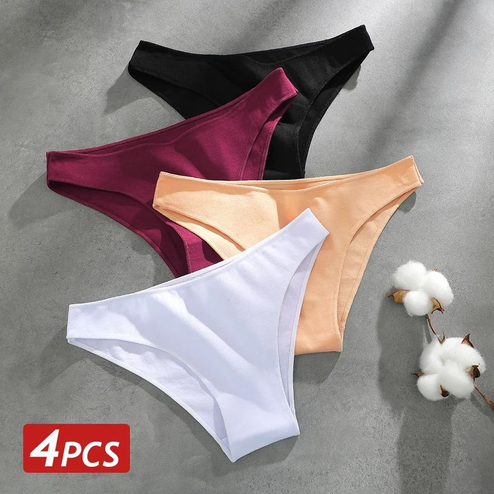 Women Seamless Cotton Panties Set Breathable Low Waist Briefs