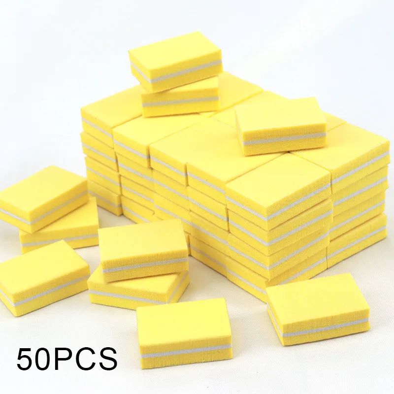 Mini Nail File Blocks Double Sided Sponge Nail Buffer Set 50 Pack