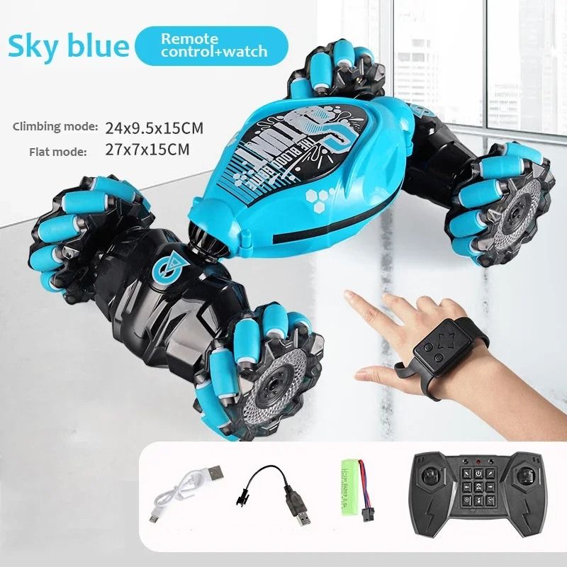 4WD RC Drift Car with Music LED Lights Gesture Remote Spray Stunt Car