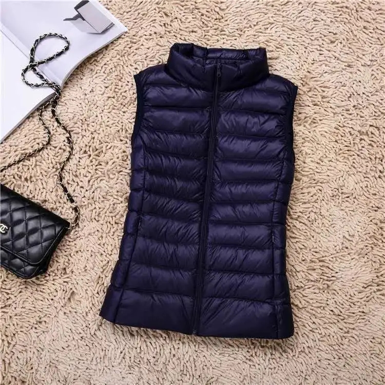 White Duck Down Jacket Women Vest Lightweight Puffer Sleeveless Winter Waistcoat Female Warm Outwear
