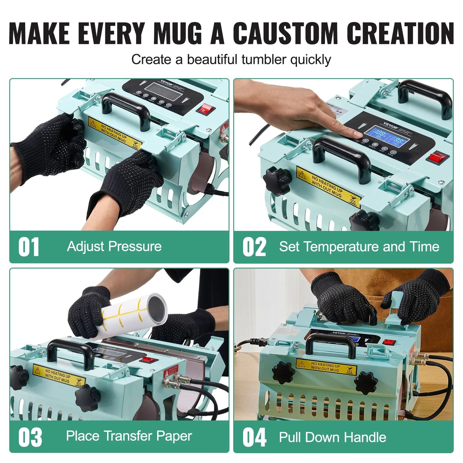 Professional Tumbler Heat Press Machine with Dual Station Heaters