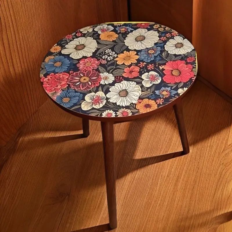 Mandala Wooden Round Side Table
