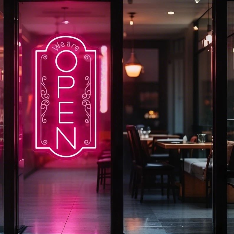 Were Open Neon Sign for Store Window – Vintage LED Open/Closed Light for Shop, Restaurant, Cafe, Business Wall Decor
