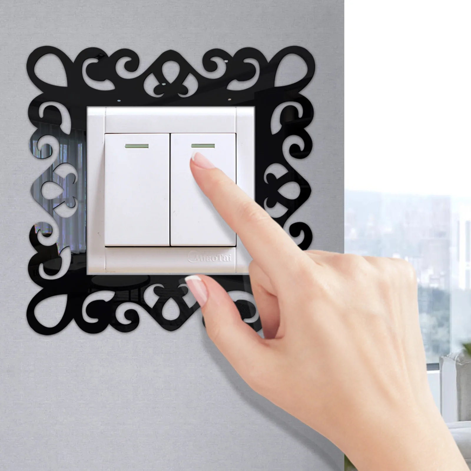 Acrylic Flower Switch Sticker for Single Light Socket, Finger Plate Panel Cover, Home Wall Decoration Sticker
