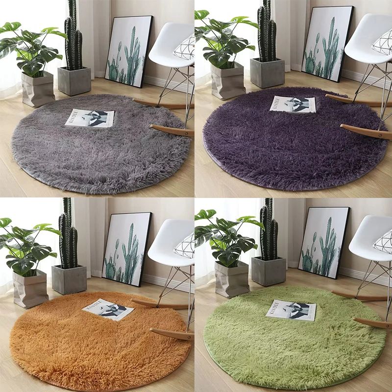 Fluffy Round Plush Area Rug – Non-Slip Soft Carpet for Living Room & Kids Bedroom Decor