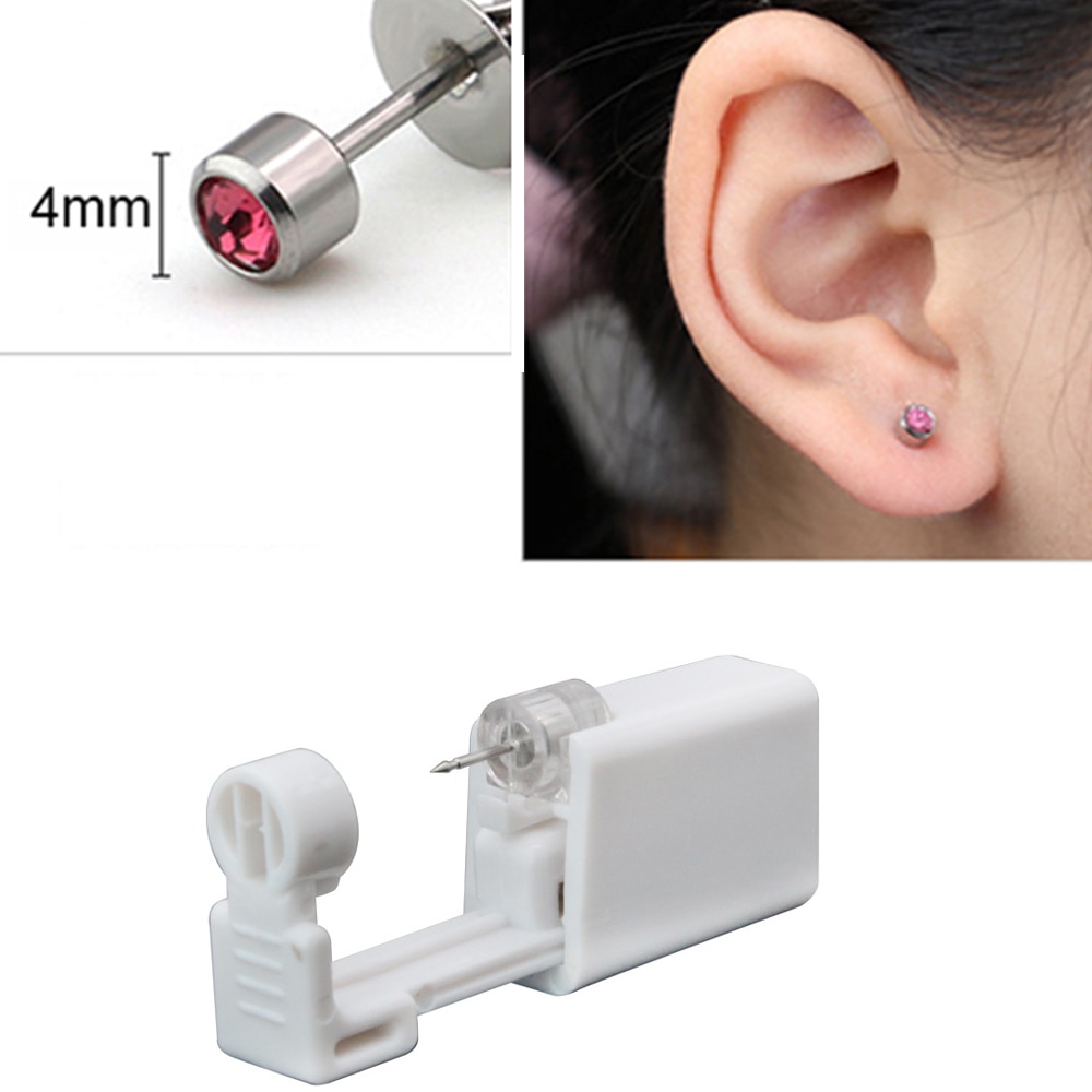Disposable Sterile Ear Piercing Kit: Cartilage, Tragus, Helix Gun with No Pain - 1/2/4Pcs Piercer Tool & Stud Jewelry