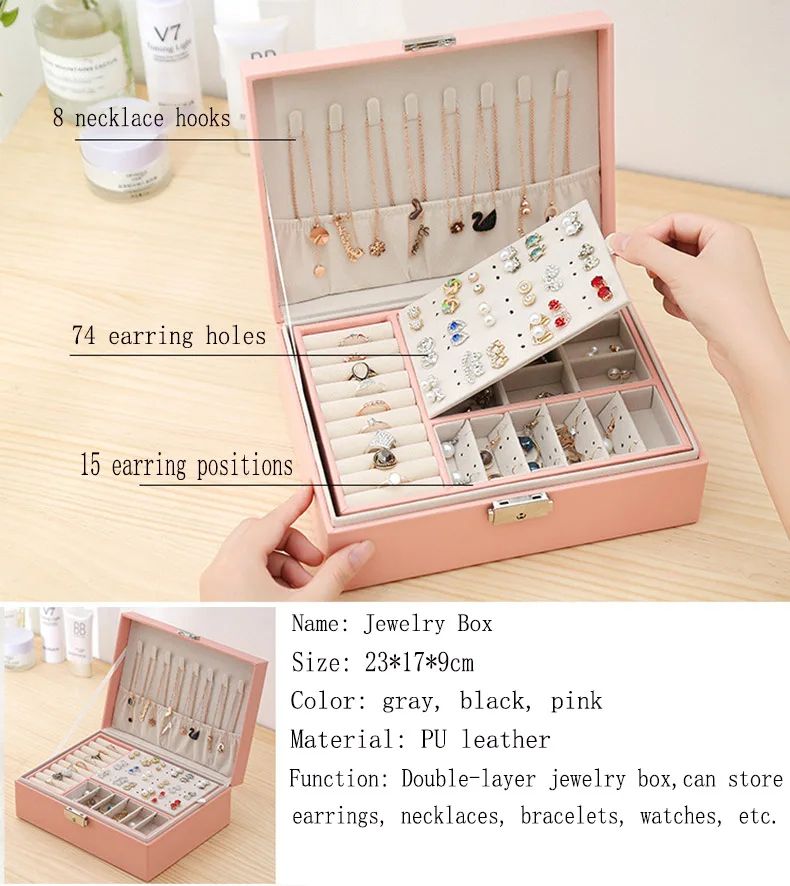 Double Layer Wooden Jewelry Box