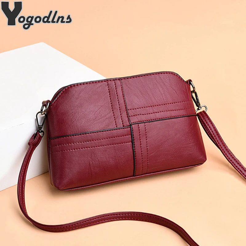 Vintage PU Leather Womens Messenger Bag Stylish Small Shoulder Handbag