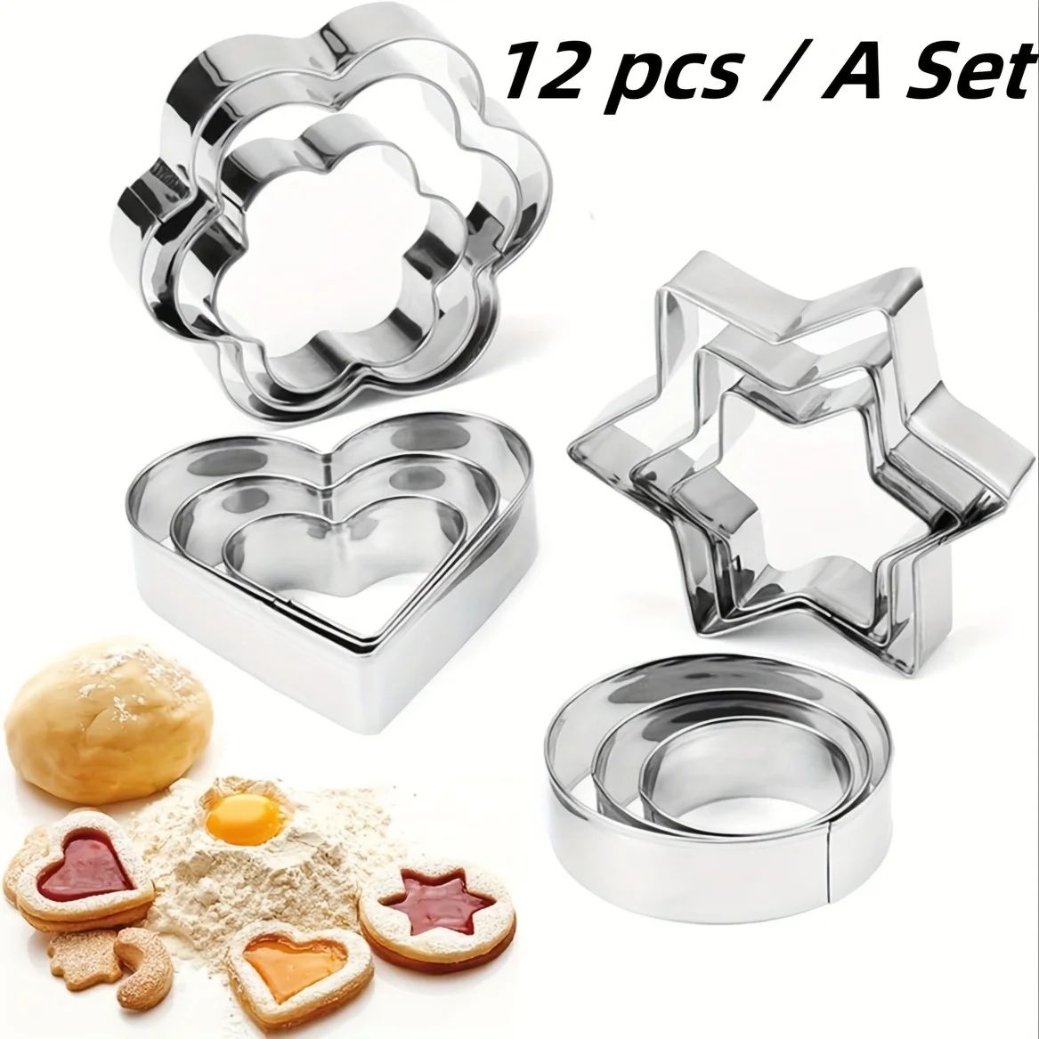 BakeJoy 12-Piece Metal Cookie Cutter Set - Creative cookie cutter set for Baking & Fun Meals
