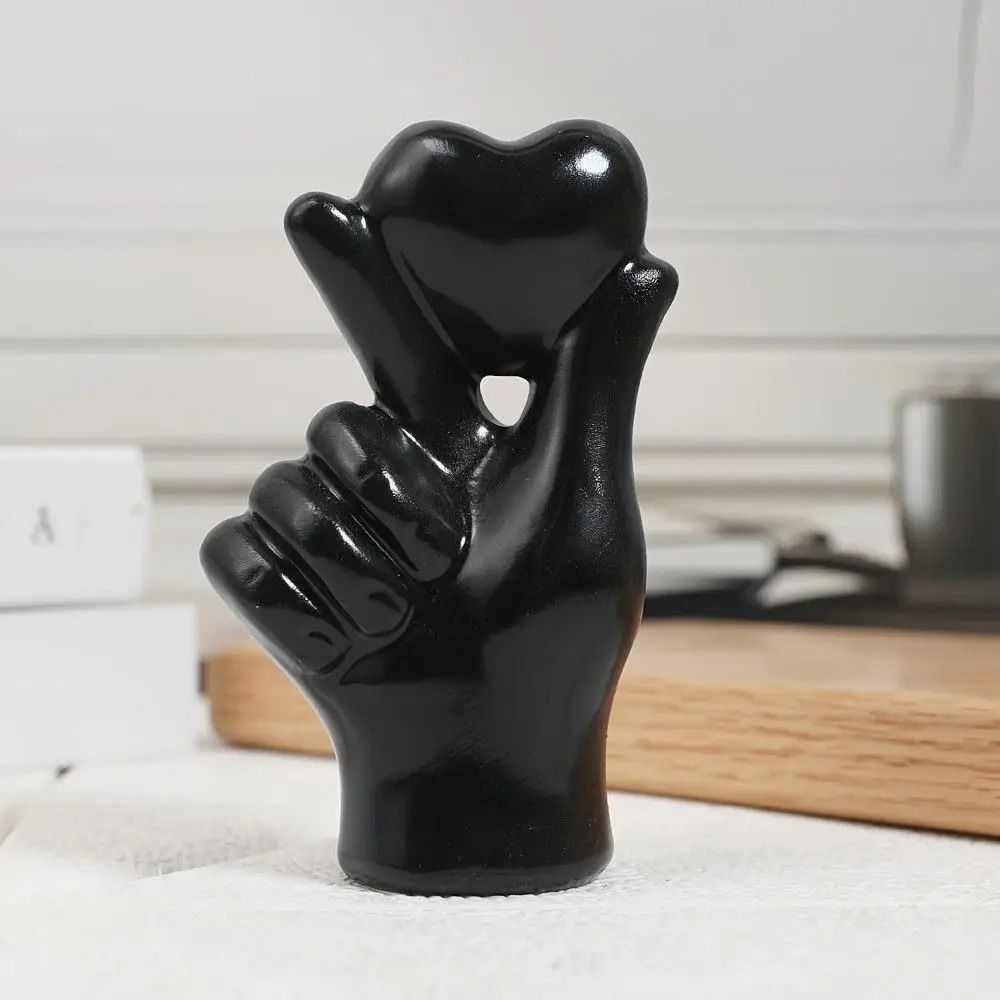 Modern Resin Hand Heart Gesture Sculpture | Romantic Valentines Home Decor